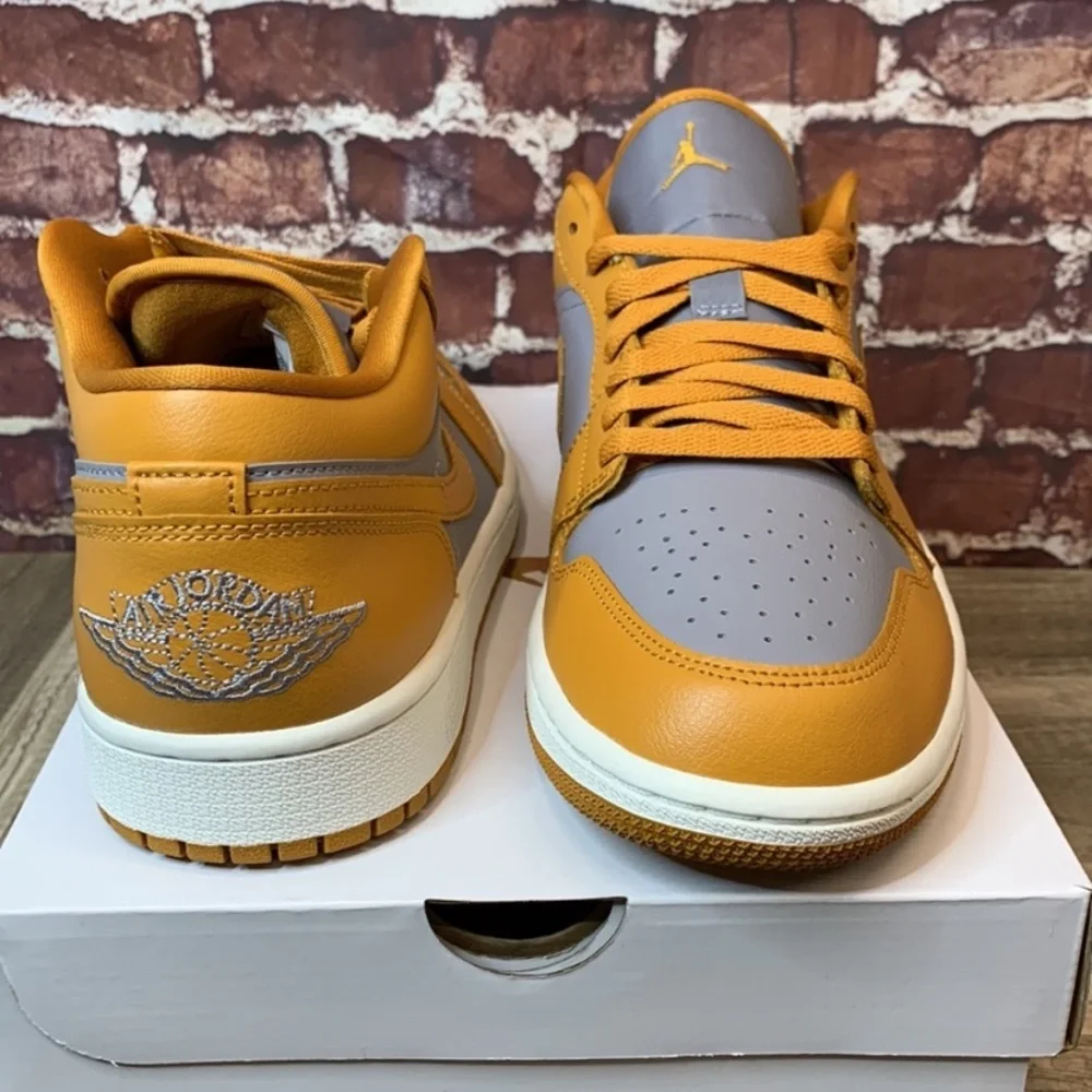 Woman’s Nike air Jordan 1 low yellow gray basketball fashion tennis shoess